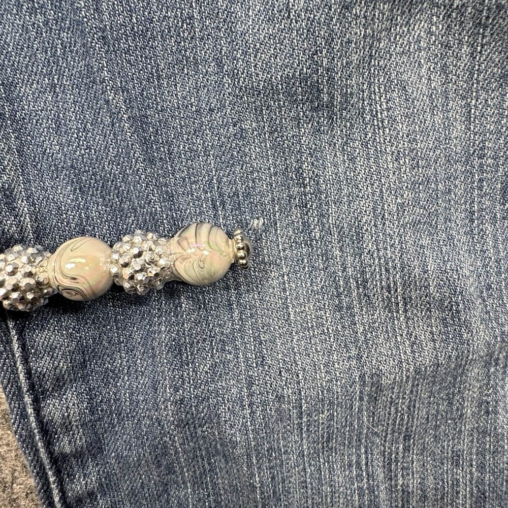 Ooh La La Womens 16 Blue Denim Jeans Bootcut Boogie Embroidered Mid Rise Stretch - Picture 6 of 10